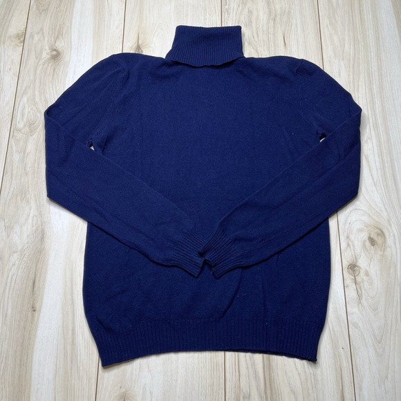 Robert Maynard Womens 100% Cashmere Blue Turtle Neck Sweater Small Scotland VTG - Picture 2 of 16